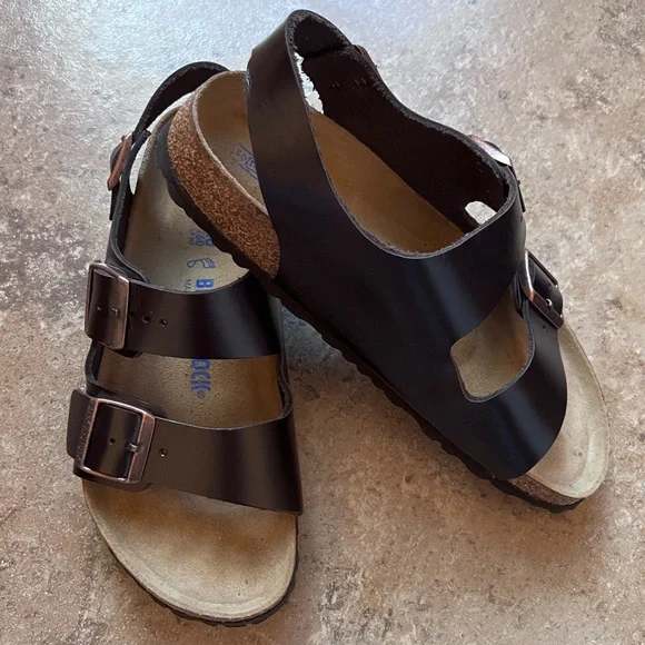 Birkenstock Brown Leather Milano Sandals Size 9 - Picture 2 of 7